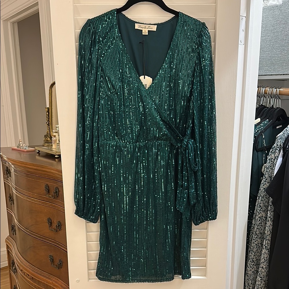 Vine & Love Green Sequin Dress
